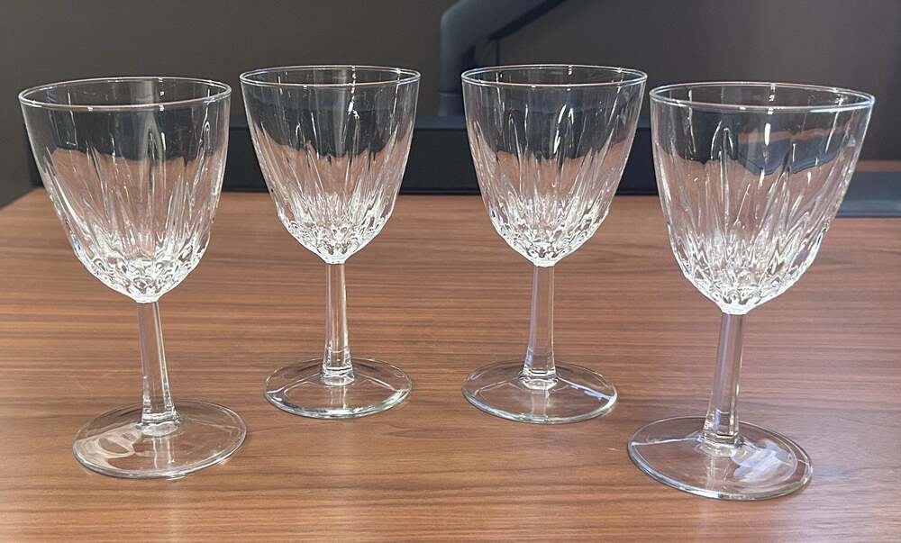 Set of 4 Cristal d’Arques Diamant Wine Glasses Water Goblets Clear Crystal 5.75"